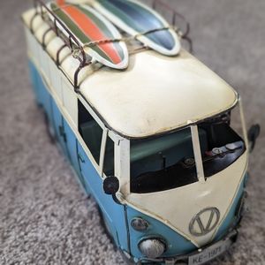 Vintage 70's VW Volkswagen TIN METAL Van Bus Surfboards Beach Decor Surf Culture